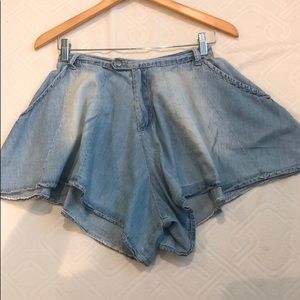 UNIF Denim TY Skort Chambray Flare Shorts